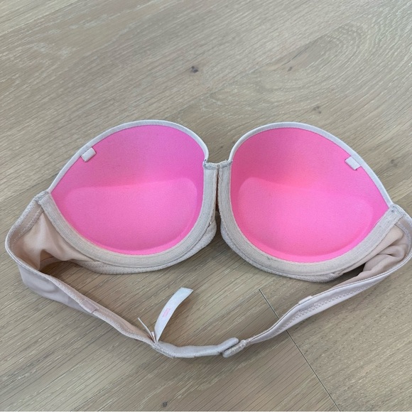 Victorias Secret PINK Tan Black Strapless Bra 32B XS Small Lingerie Tshirt Brown - Picture 9 of 11